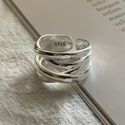925 Sterling Silver Vintage Matte Frosted Lace Irregular Finger Rings