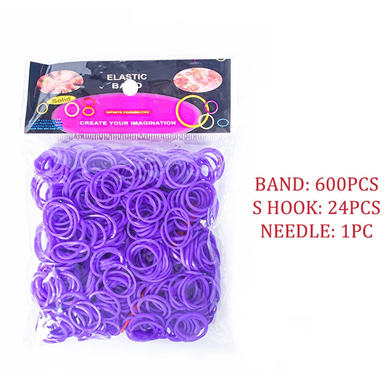 600pcs/lot Colorful Loom Rubber Wristbands Making Kit
