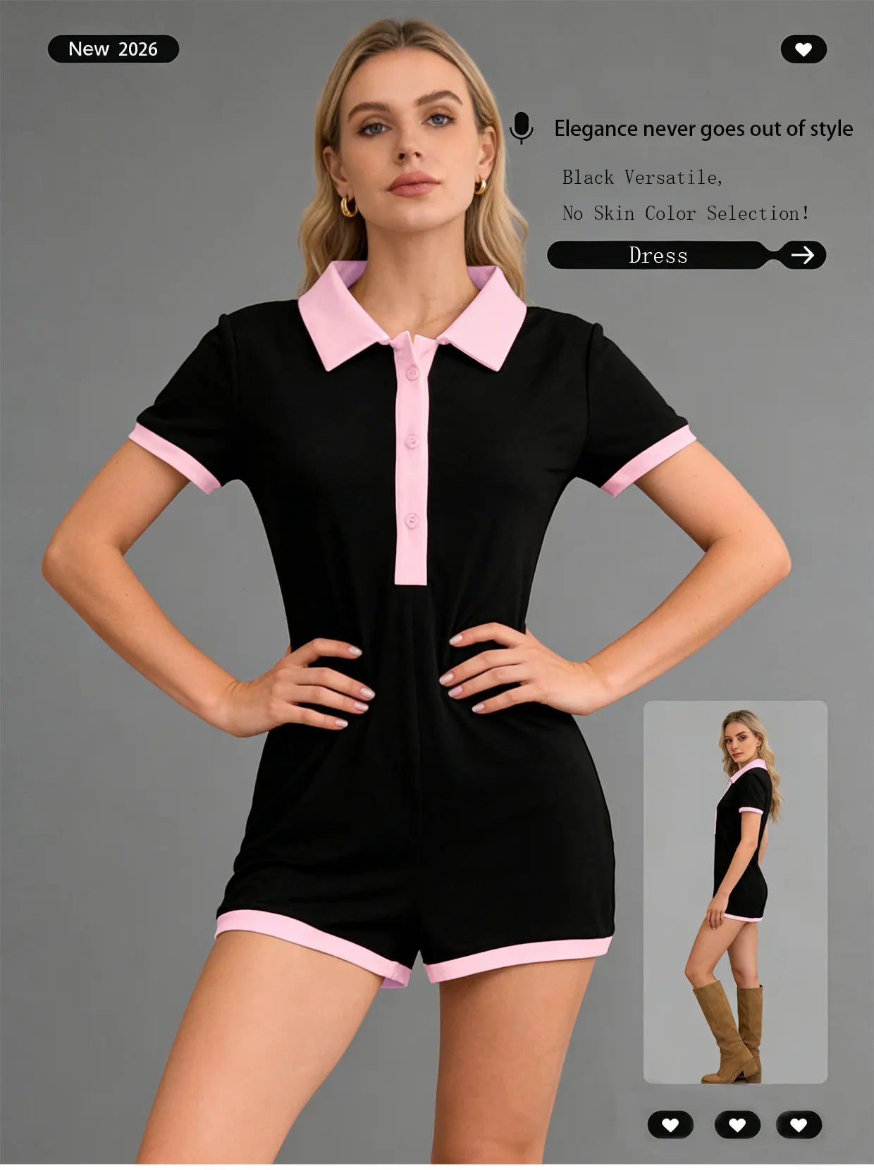 Slim-fitting short-sleeved one-piece pants