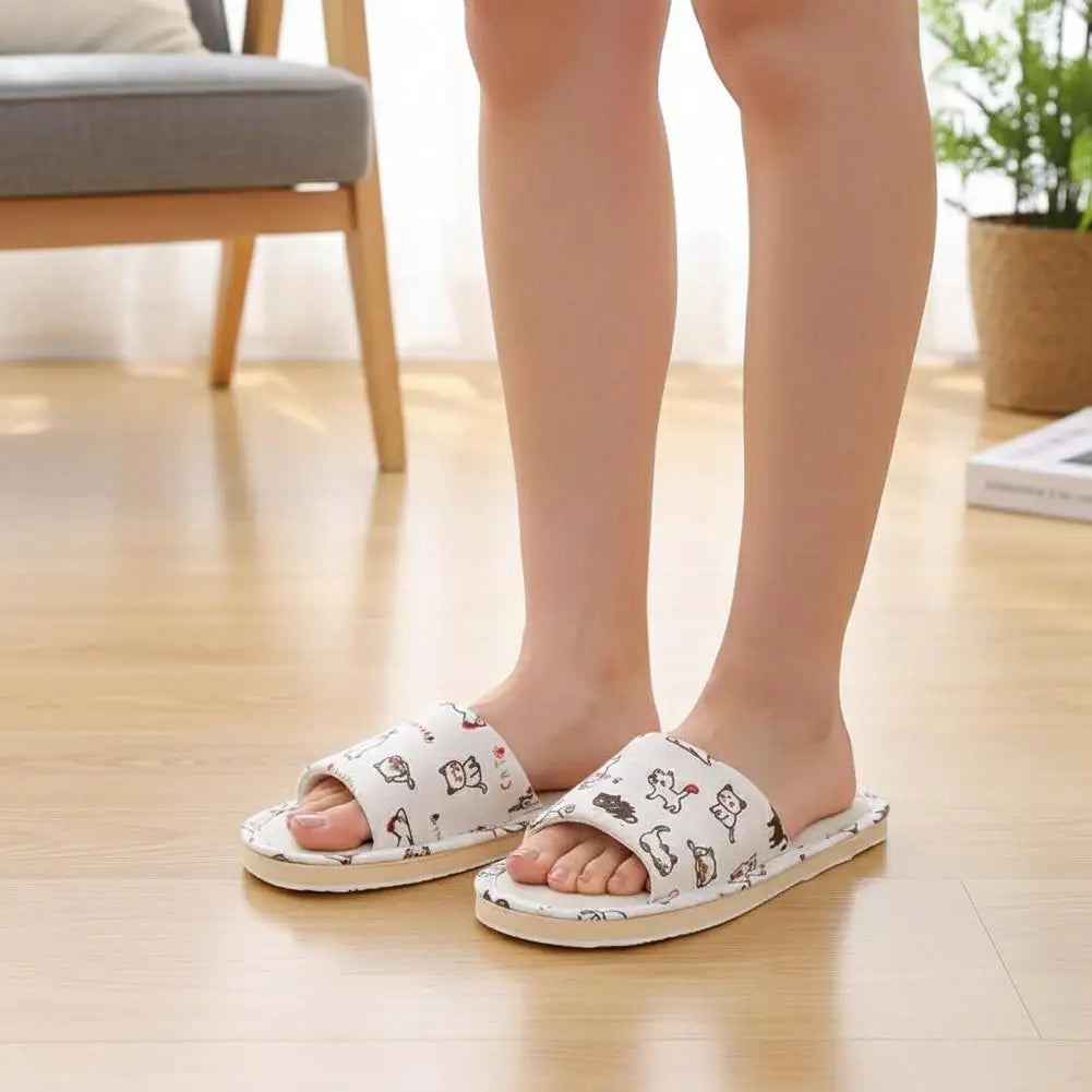 Flax Linen Lightweight Flat Breathable Slipper