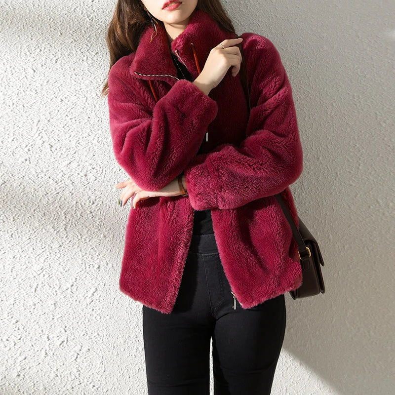 Faux Fur Coats Zipper Cardigan Plush Thick Warm Oversized Overcoat