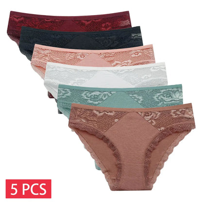 Cotton Briefs 5 PCS/SET Lace Seamless Panties Lingerie