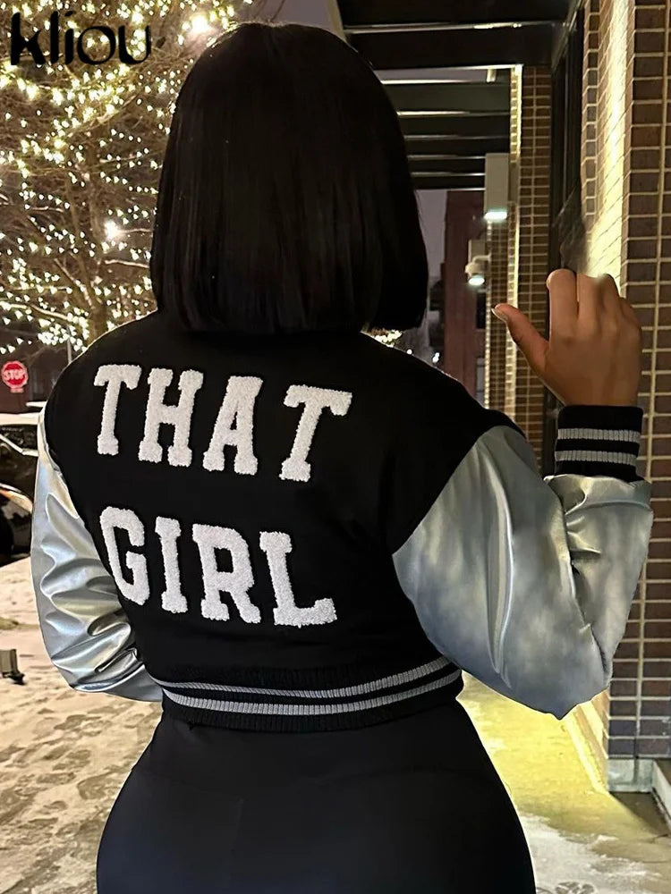 Letter Shape Patchwork Casual Long Sleeve Single Breasted Jacket