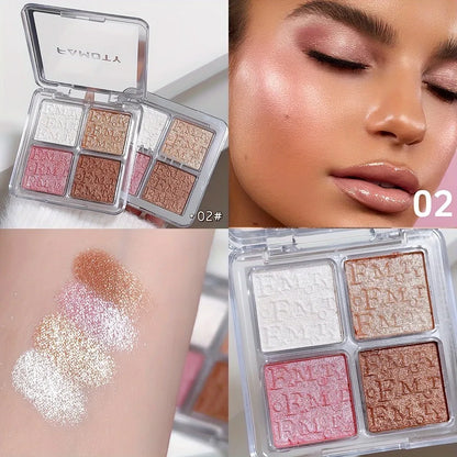 4 Color Face Highlighter Natural Glow Waterproof Glitter