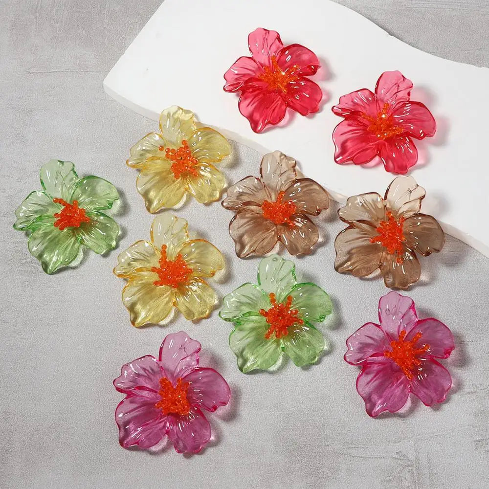 Colorful Acrylic Transparent Flower Earrings
