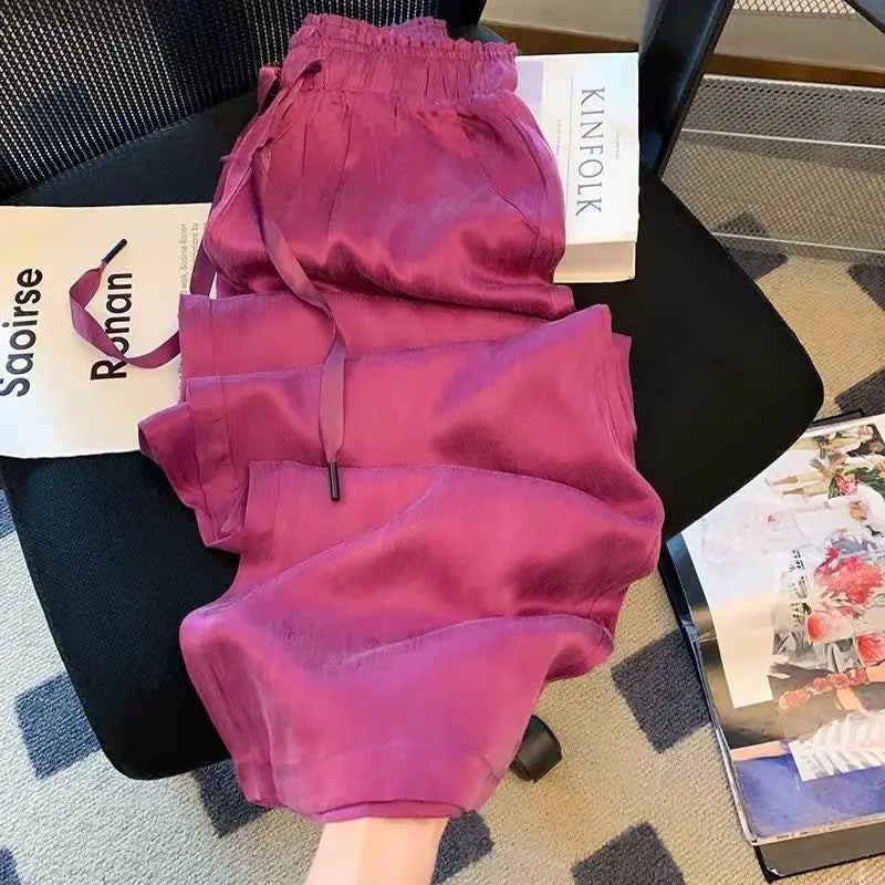 Ice Silk Wide Leg Pants