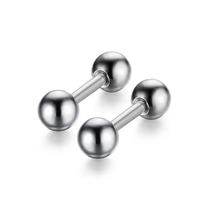 2Pcs Surgical Steel Crystal Screw Ball Stud Earrings