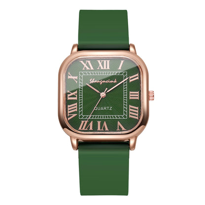 Square Silicone Roma Dial Quartz Wristwatch