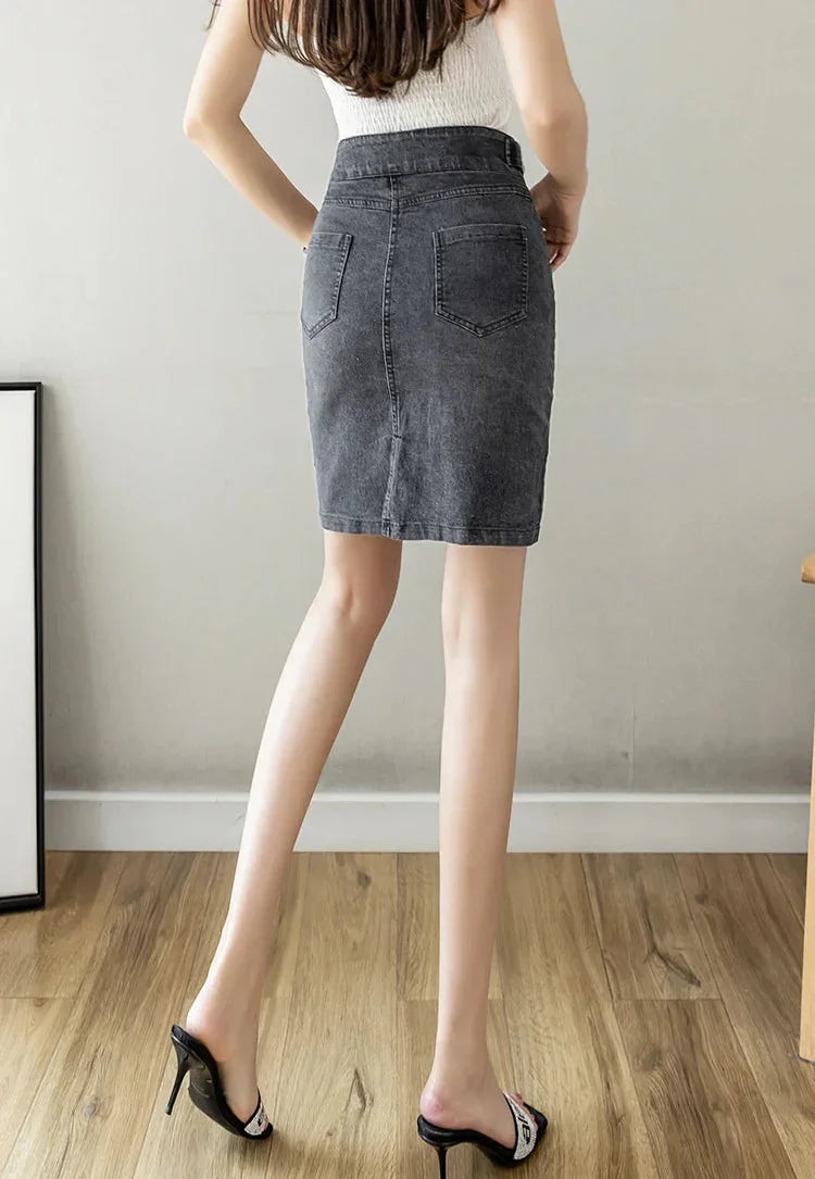 High Waist Large Size Blue Jeans Skirts