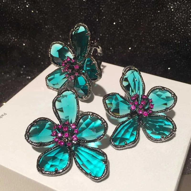 Crystal Flower Stud Earrings