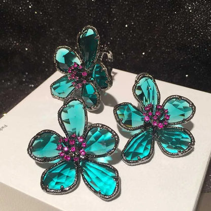 Crystal Flower Stud Earrings