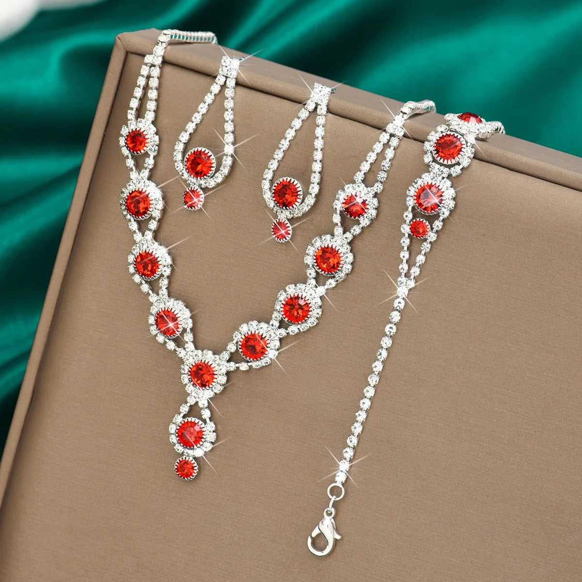 4PCS Elegant Crystal Jewelry Rhinestones Necklace Sets