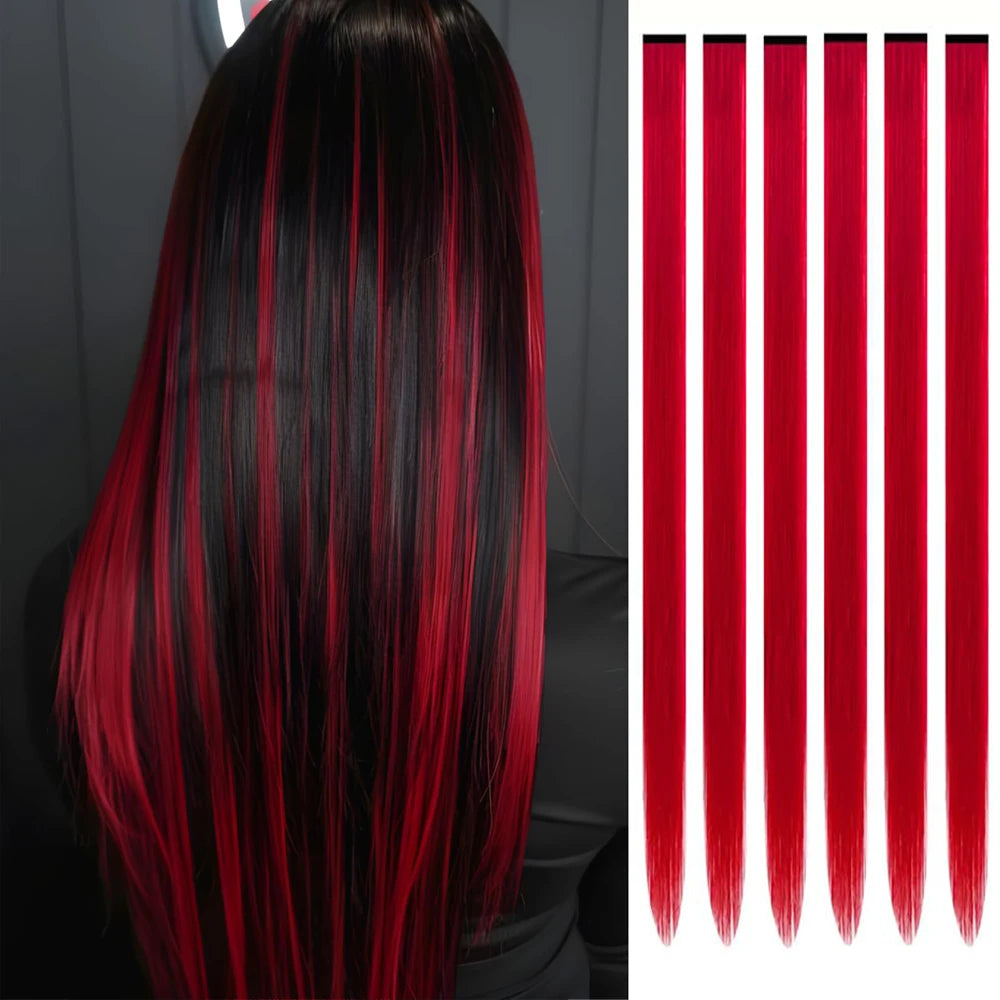 Purple Hair Extensions 6Pcs Wig