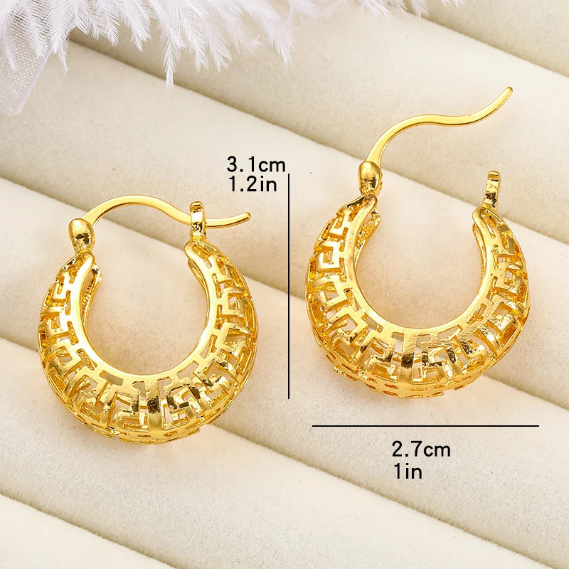 Oval Hollow Out Metal Hoop Earrings