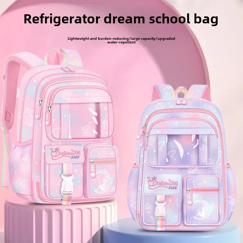 Pink Princess Schoolbag Students Large Capacity