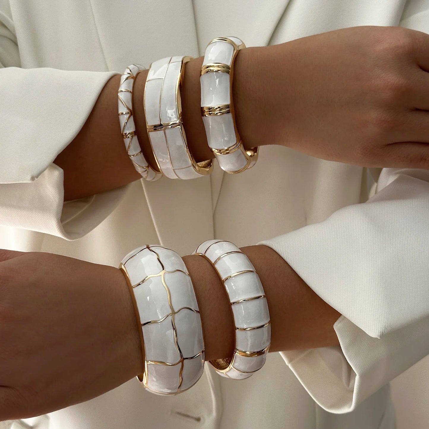 Round Bangles Exaggerated Geometric Wide Cuff Bracelets Hip Hop