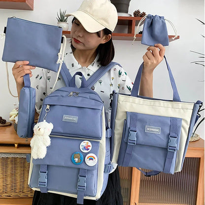 5PCS Kit Backpack High Capacity Waterproof School Bags