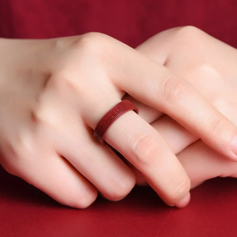Lucky Cinnabar Red Gift Girlfriend Couple Love Luxury Rings