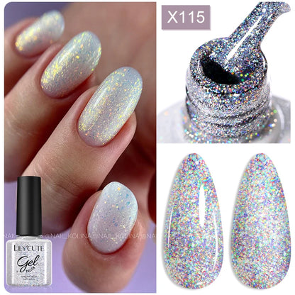 7ml Gold Sparkling Glitter Gel Nail Polish UV Gel Soak off UV LED Nail Gel Varnish