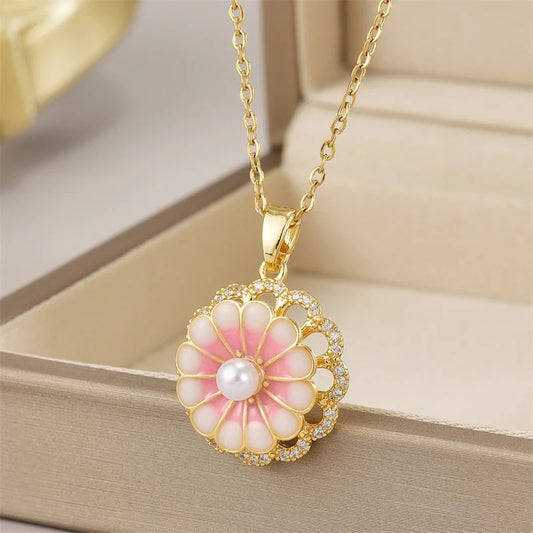Zircon Butterfly Tassel Necklace Flower Choker Jewelry