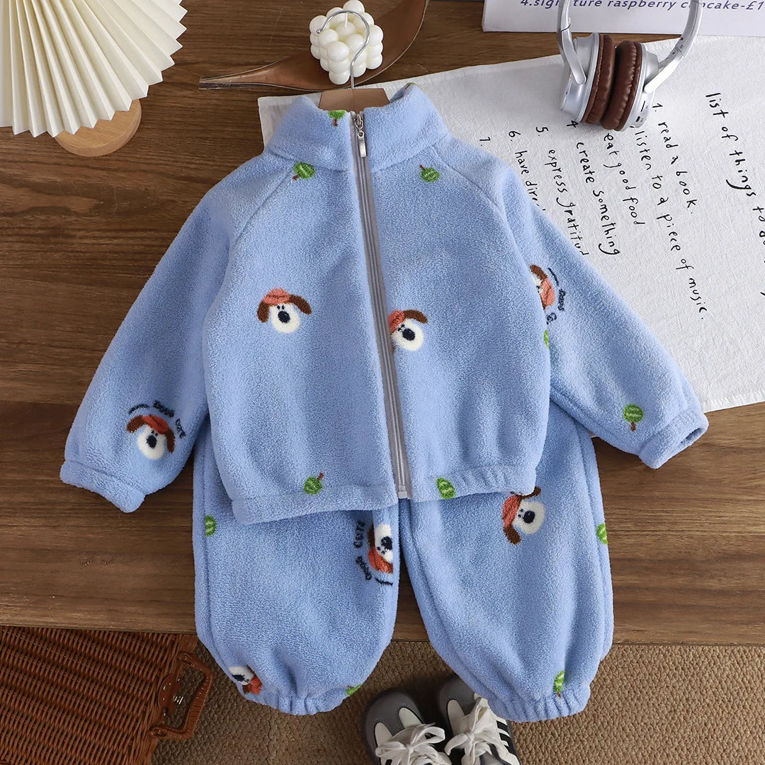 Fleece Homewear Suit 1-8Y Korean Thickened Warm Sets