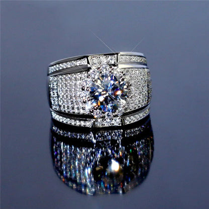 Luxury Full Crystal Big Stone AAAAA Cubic Zirconia 925 Sterling Silver Rings