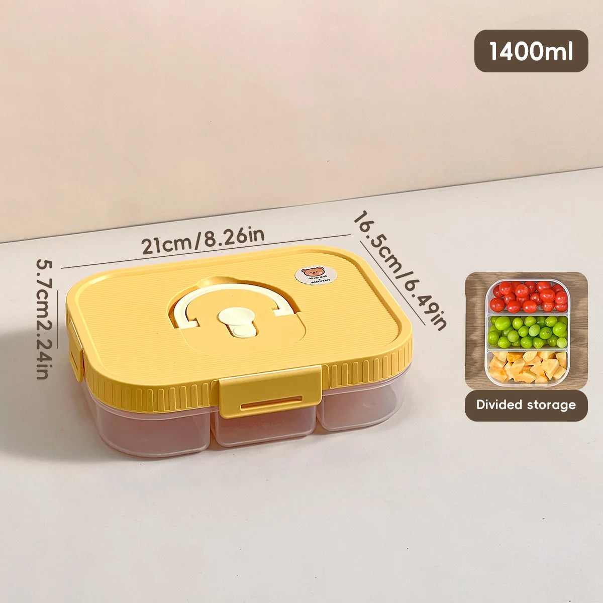 Microwave Plastic Divided Lunch Box With Handle Camping