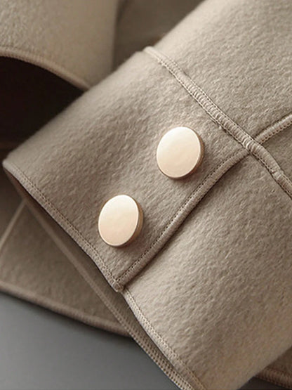 Classic Solid Short Woolen Warm Clothing Button Up Coat