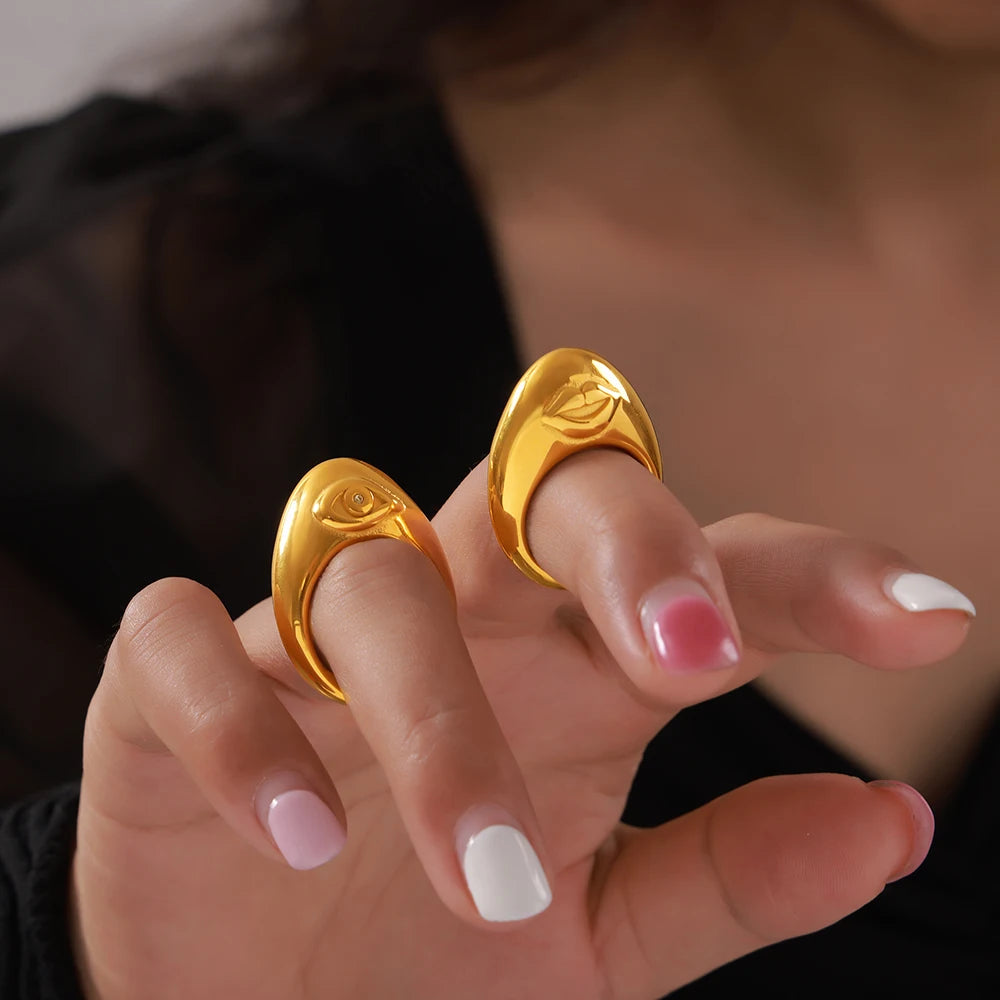 Glamour Shiny Big Zircon Stainless Steel Rings