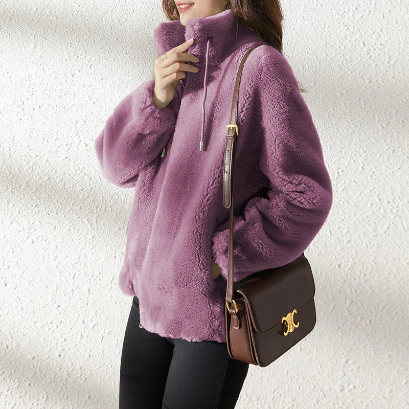 Faux Fur Coats Zipper Cardigan Plush Thick Warm Oversized Overcoat