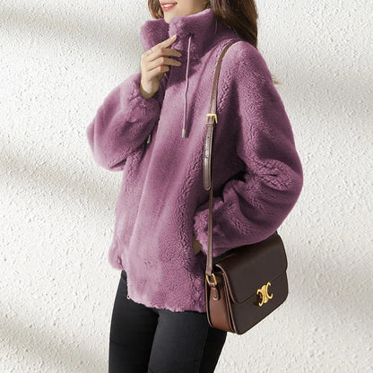 Faux Fur Coats Zipper Cardigan Plush Thick Warm Oversized Overcoat