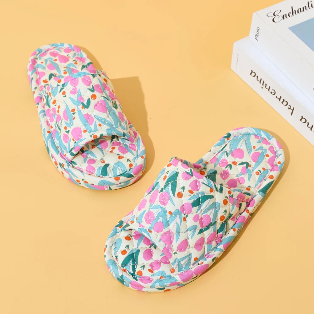 Home Slippers Soft Cotton Floral Floor Slippers
