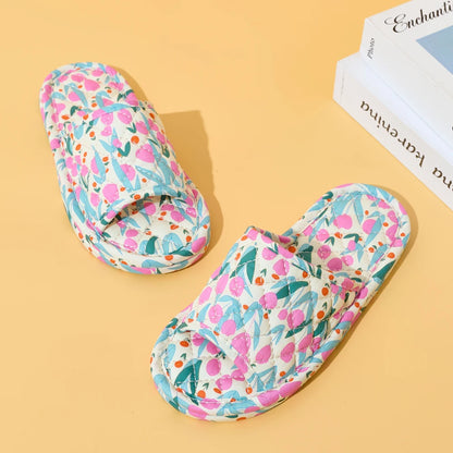 Home Slippers Soft Cotton Floral Floor Slippers