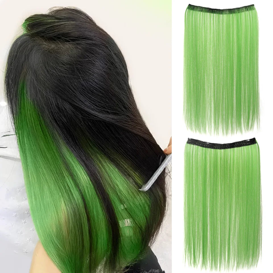 20 Inch Long Synthetic Straight Clip-In Hair Extensions