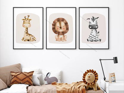 3pcs Safari Nursery Wall Prints Boho Nursery Prints Poster