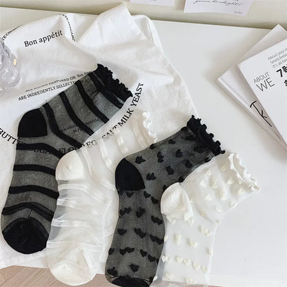 Thin Glasses French Lace Socks