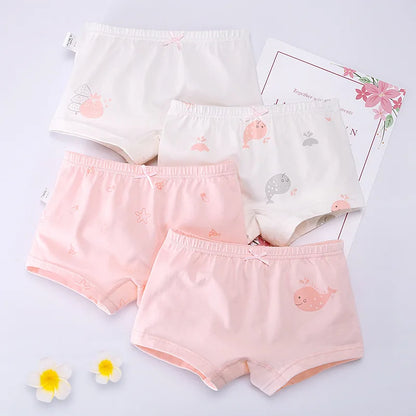 4Pcs Panties Girls Pure Cotton Boxer
