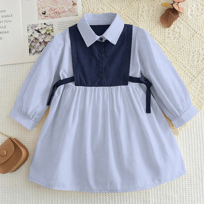 Bear Leader Butterfly Knot Color Blocked Girls Dresses
