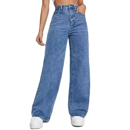 Blue High street baggy straight pants jeans