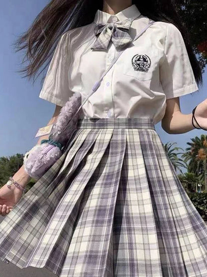 Falda corta de baile estilo preppy de talle alto para chicas