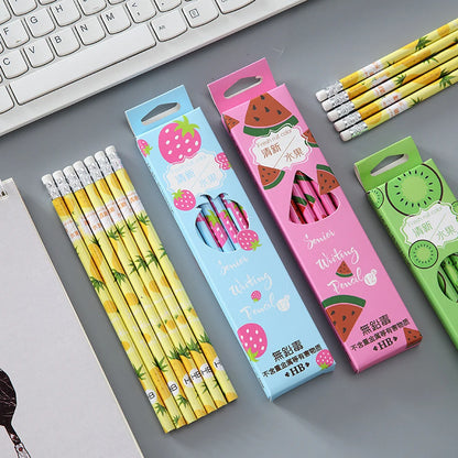 12Pcs/lot Fresh Fruits Watermelon Strawberry Standard Wood Pencil