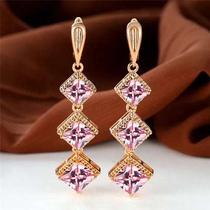 Rose Gold Birthstone Clip Blue Zircon Stone Earrings