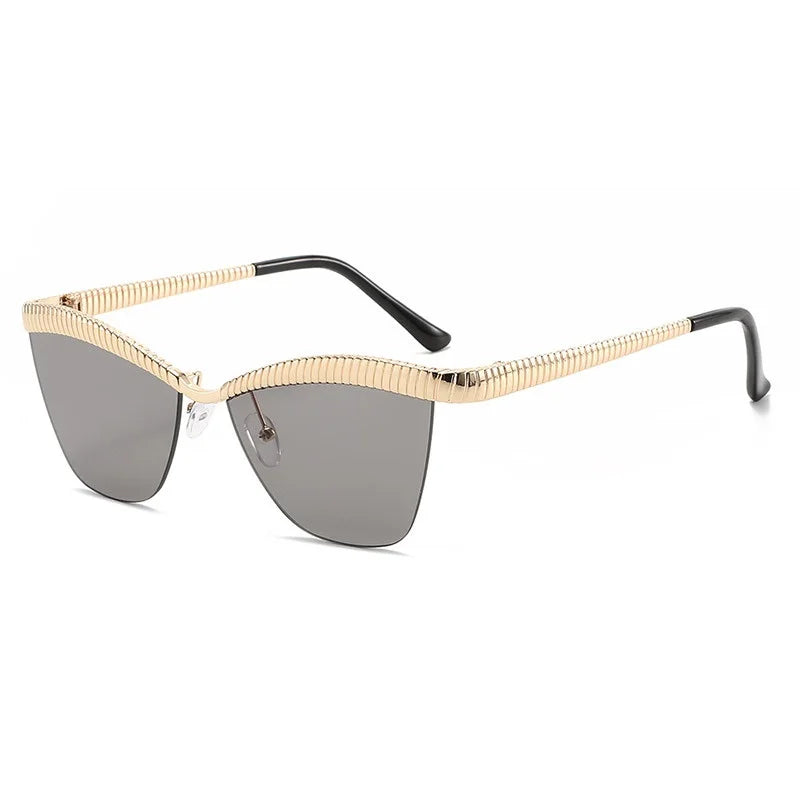 Alloy Eyebrow Half Frame Cat Eye Sunglasses