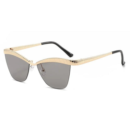 Alloy Eyebrow Half Frame Cat Eye Sunglasses