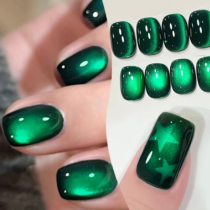 10ml Green Emerald Cat Magnetic Gel Eye Gel Polish Glass Bead Soak Off