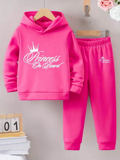 Exquisite Autumn/Winter pattern printed with fleece warm lining hoodie Set