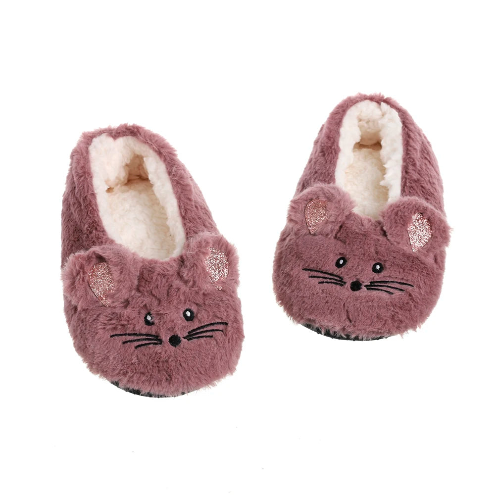 Winter Warm Home Fuzzy Fur Cotton Non Slip Grip Fluffy Lazy Slippers
