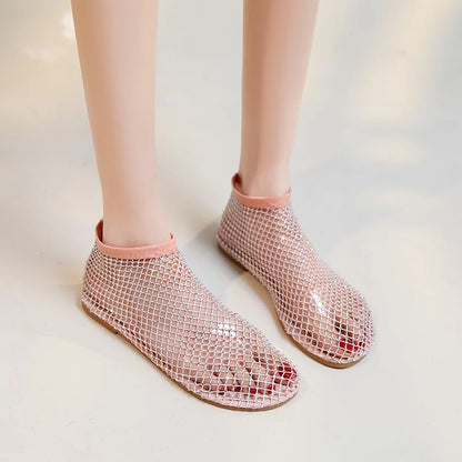 Mesh Luxurious Rhinestone Round Toe Sandal
