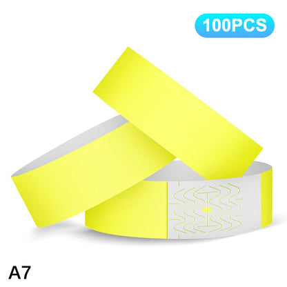 100pcs VIP Neon Paper Wristbands Fluorescent Waterproof