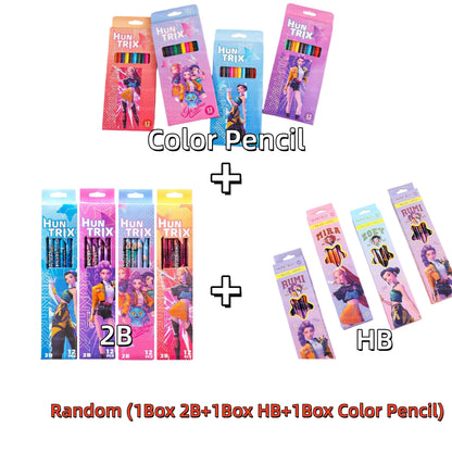 12Pcs/Box HB 2B Colored Pencils Smooth Writing Cute Anime Stationery
